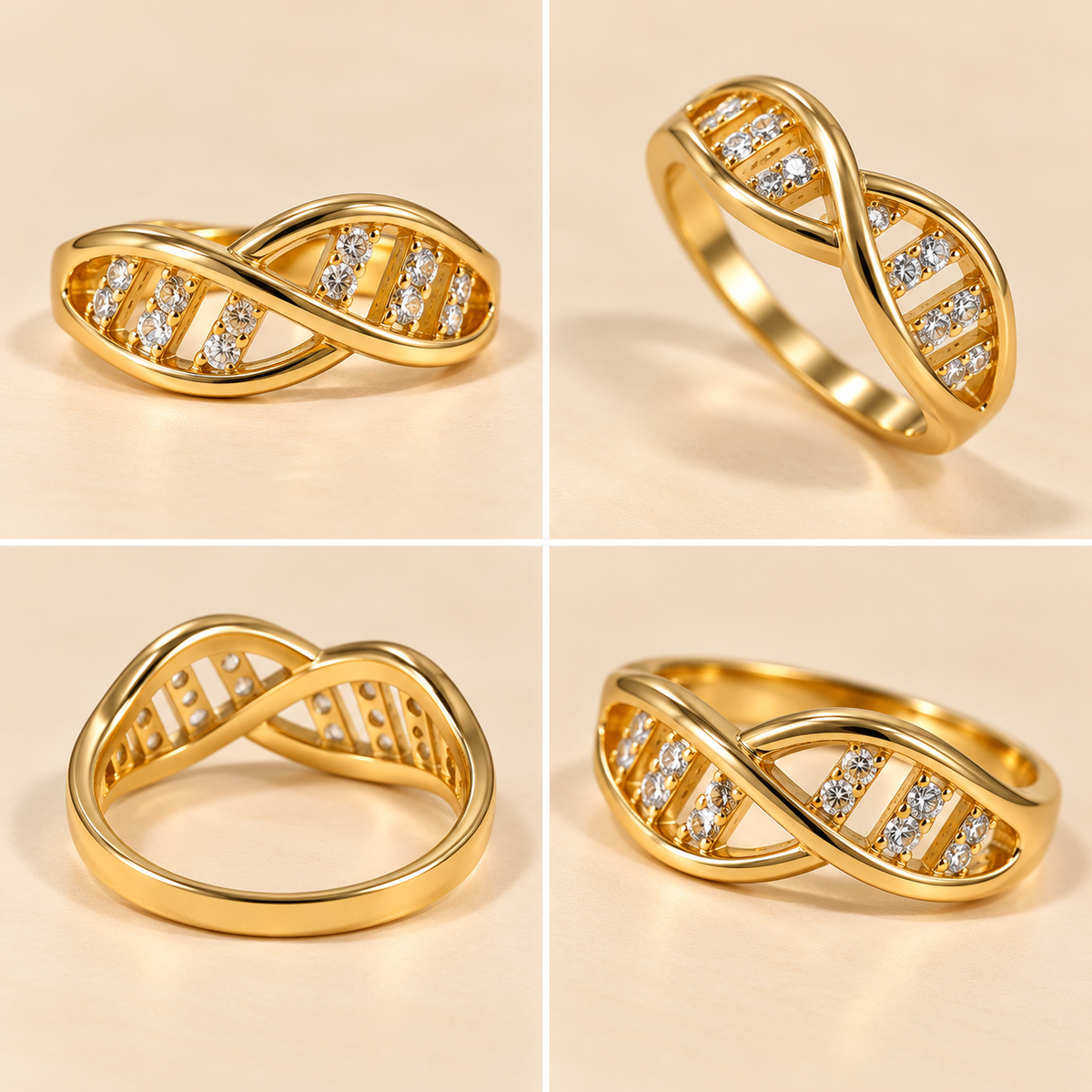 Infinity Twist Sparkle Gold Ring