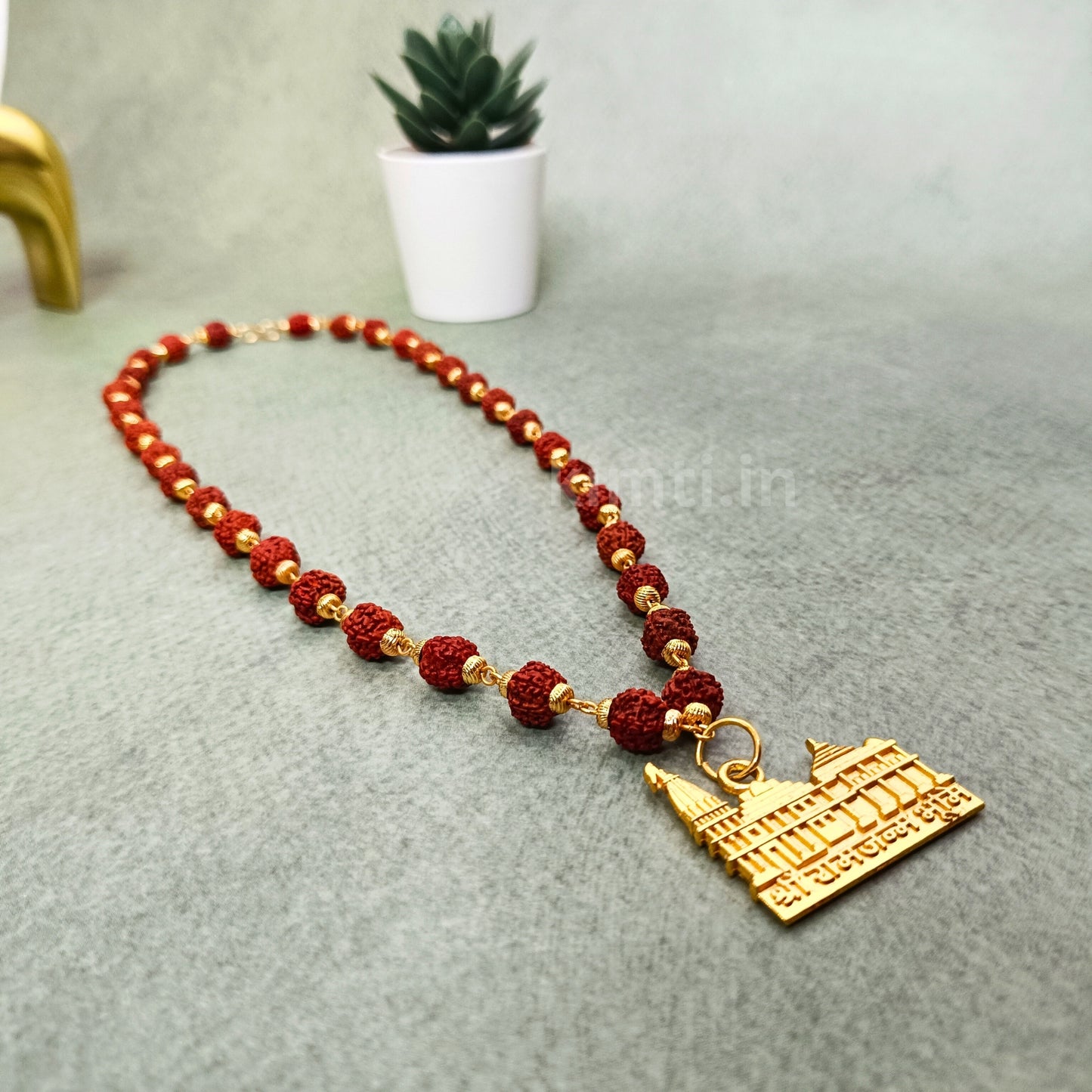 Ram Mandir 100% Pure Rudraksha Beads Necklace