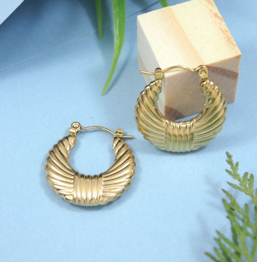 Anti Tarnish Date Hoops Earring