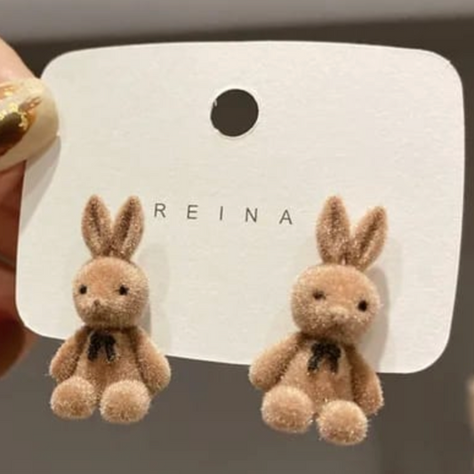 Playful Bunny Studs Brown Earring