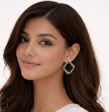 Illusion Diamond Silver Hoops Earring