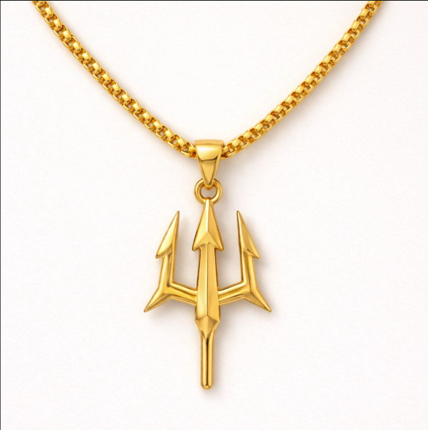 Men - 18K Gold Plated Trishul Pendant Necklace