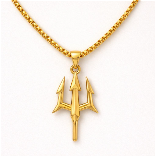 Men - 18K Gold Plated Trishul Pendant Necklace