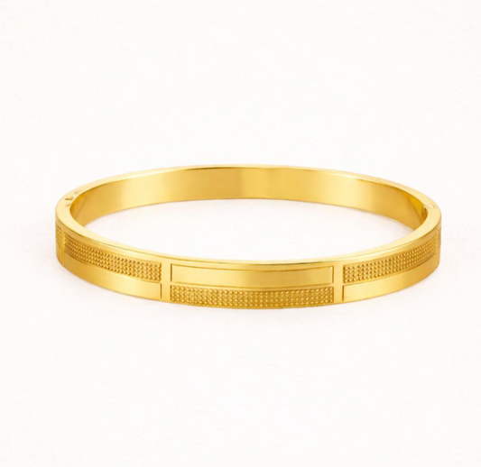 Men-18K Gold Plated Zenith Texture Gold Bracelate