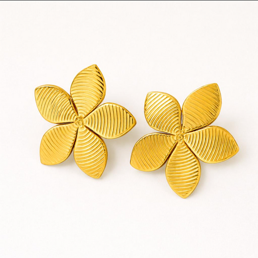 18K Gold Plated Flower Anti Tarnish Stud Earrings