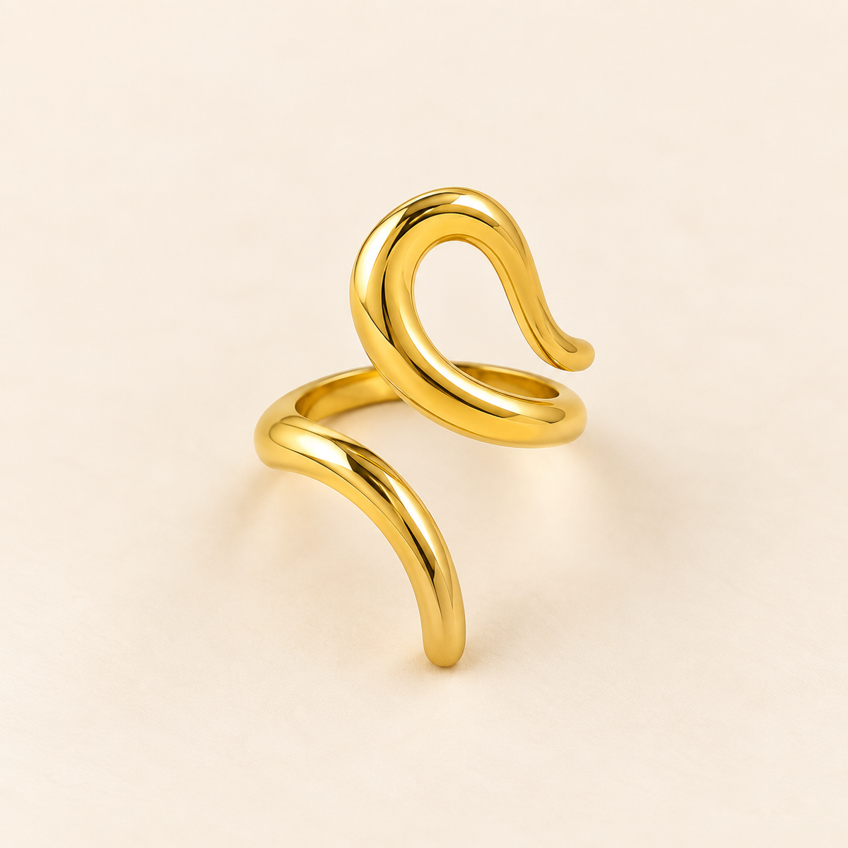 18k Gold Plated Wave Adjustable Ring