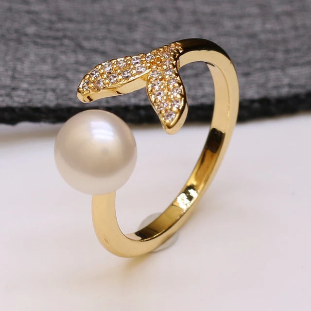 Golden Pearl Elegance Ring