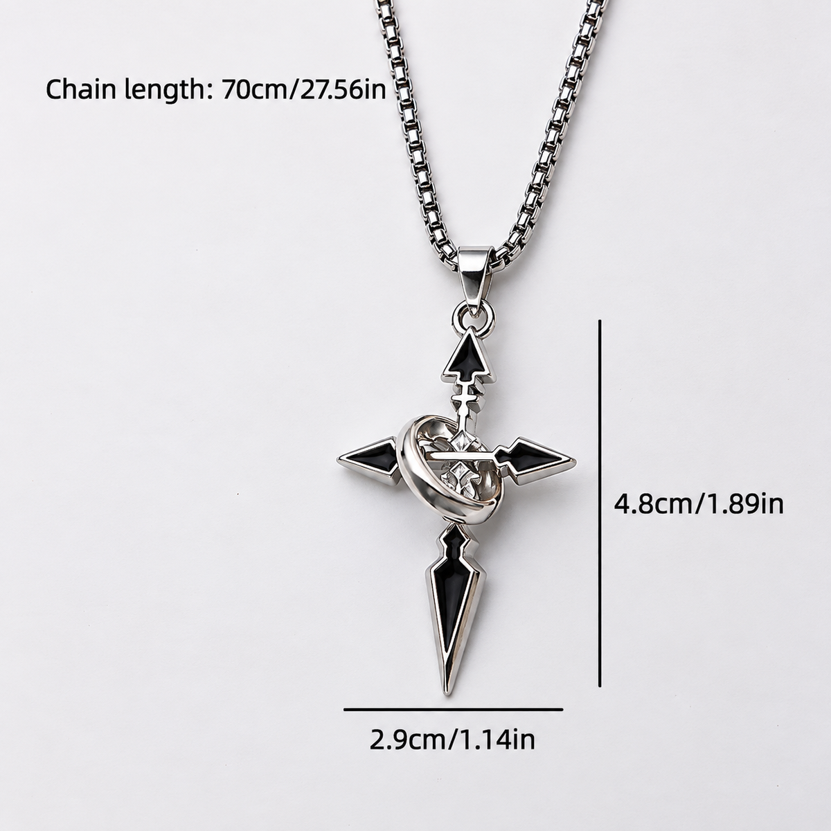 Men - Silver Compass Cross Pendant Necklace
