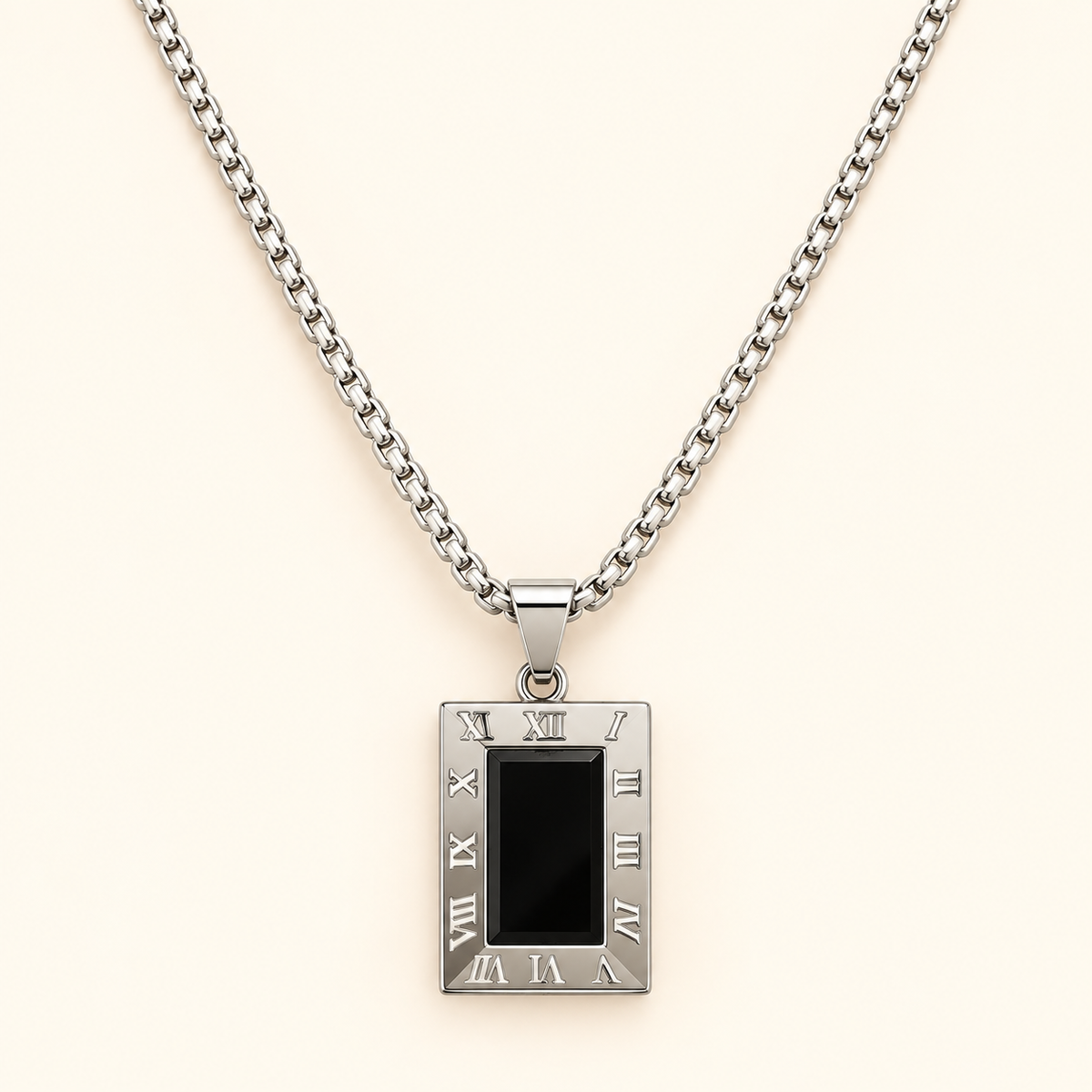 Men - Roman Noir Silver Pendant Necklace