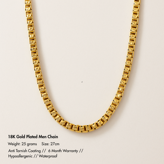 Men-18k Gold Plated Anti Tarnish Ellis Core Chains