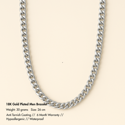 18k Silver-Plated  Anti Tarnish Men Chain