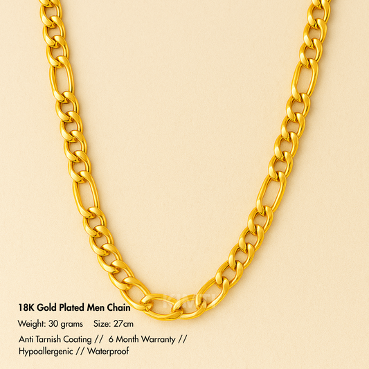 Men-18K Gold Plated Link Anti Tarnish Chain