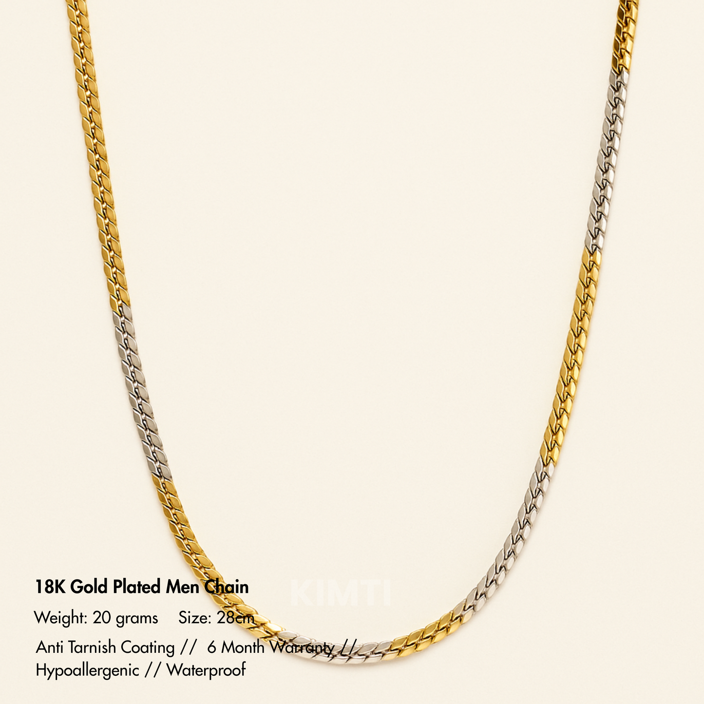Men-18k Gold Silver Plated Two Tone Artificial Chain