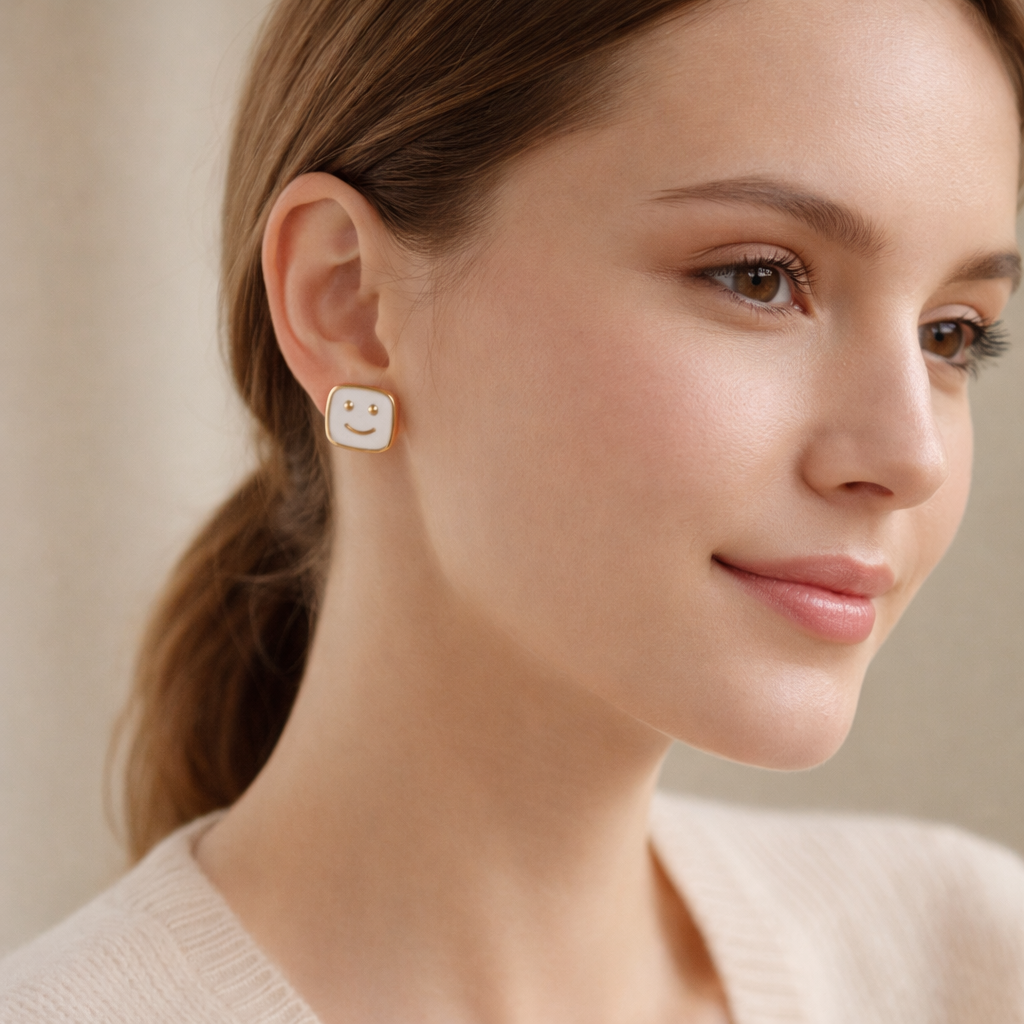 18K Gold Plated Cute Emoji Stud Earrings