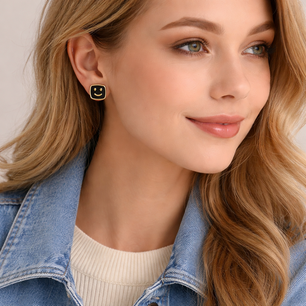 18K Gold Plated Cute Emoji Stud Earrings