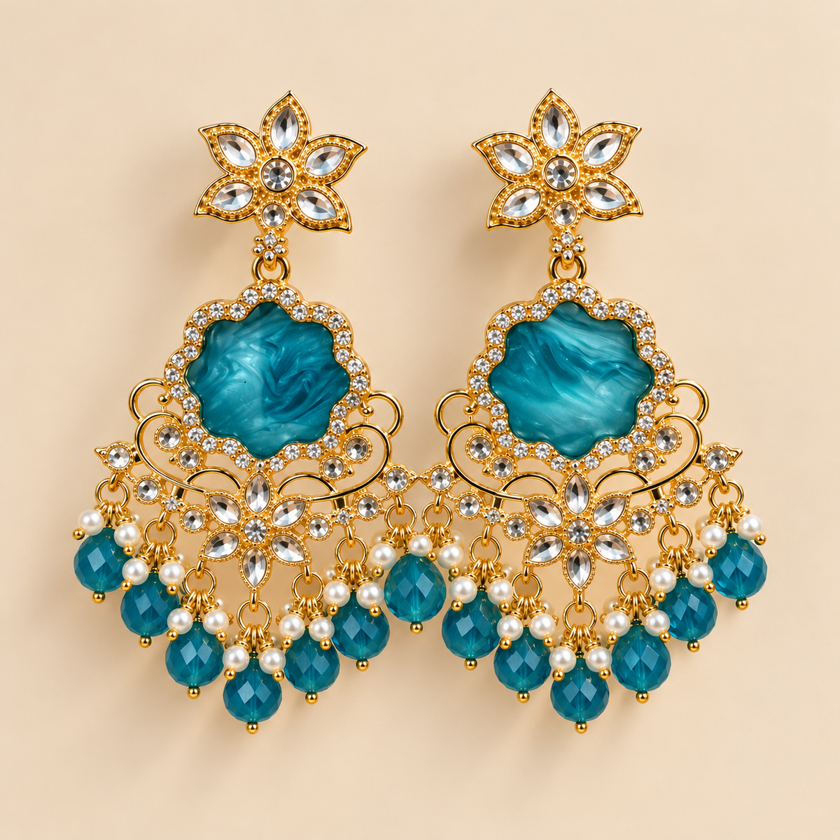 Premium Kundan Beaded Chandbali Earring