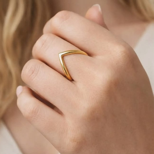 18K Gold-Plated V Shape Finger Rings