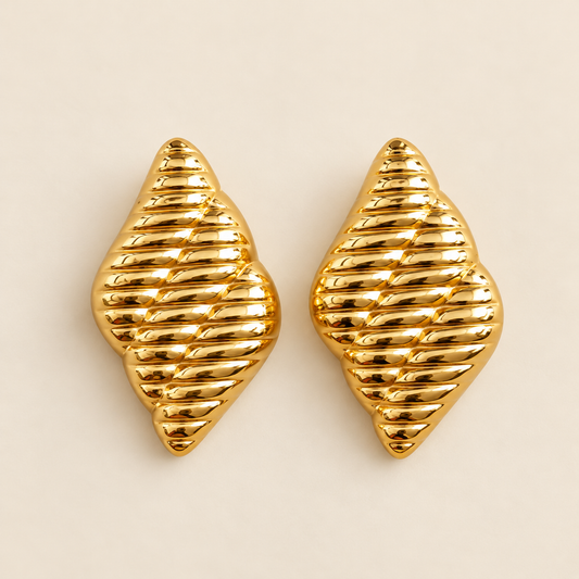 18k Gold Plated Rectangle Hammered Anti Tarnish Earring