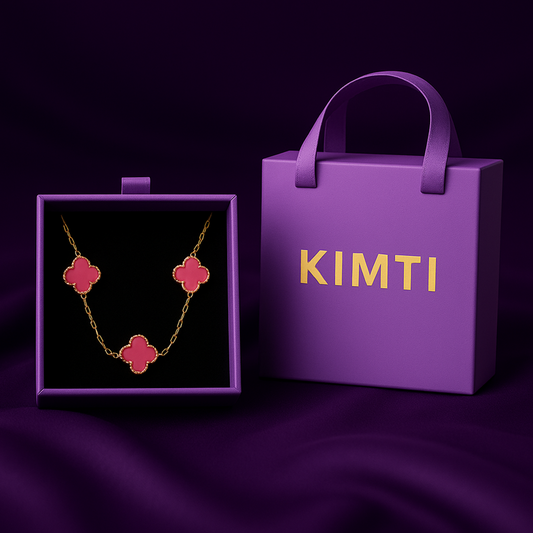 18k Gold Plated Pink Clover Necklace
