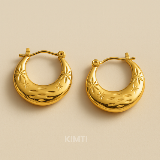 18K Gold Plated Vintage Hoops Anti Tarnish Earring