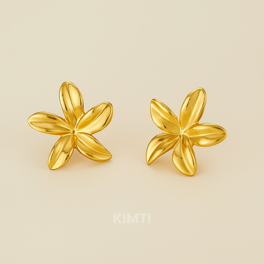 18k Gold Plated Sunburst Flower Gold Earrings