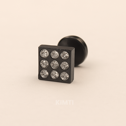 Men -Black Toned Stud Earring