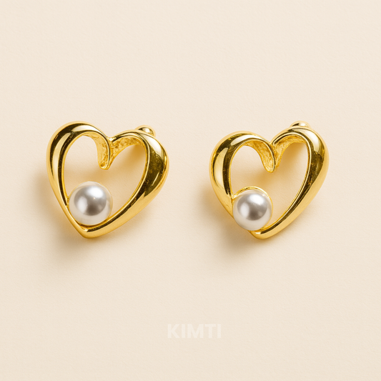 Golden Minimalist Love Stud Earring