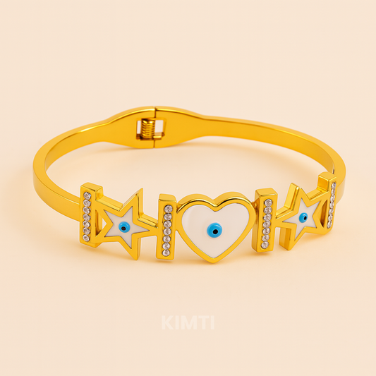 Golden Evil Eye Anti Tarnish Openble Bracelet