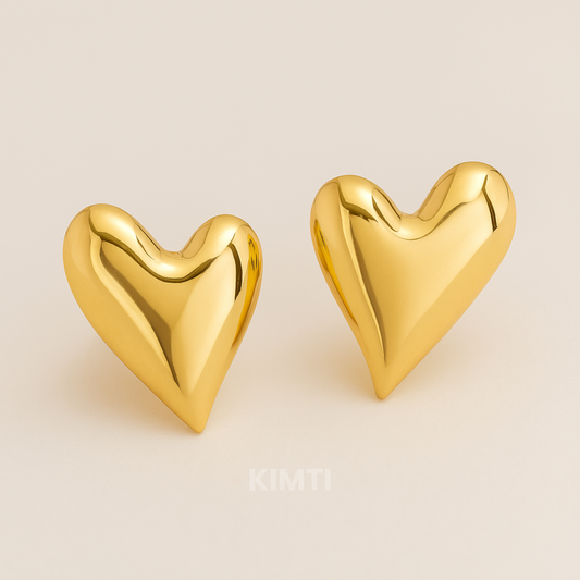 18k Gold Plated Lustrous Heart Drops Earrings