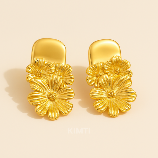 18k Gold Plated Daisy Drizzle Earrings