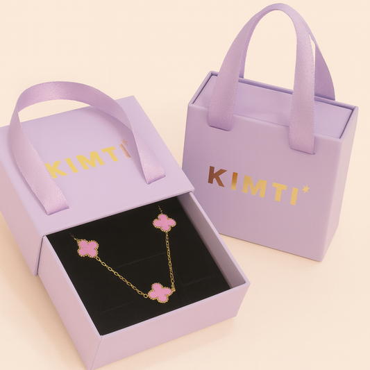 18k Gold Plated Pink Aurora Clover Necklace