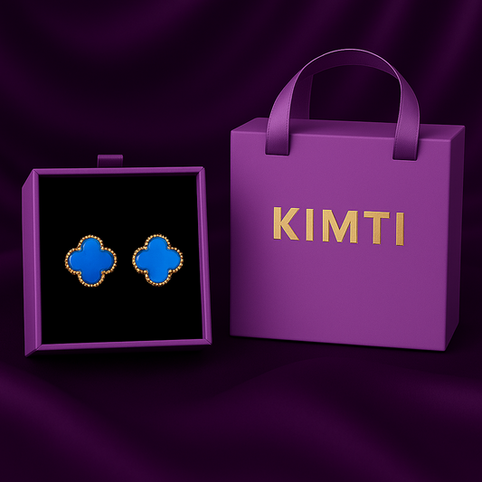 18k Gold Plated Blue Clover Earring