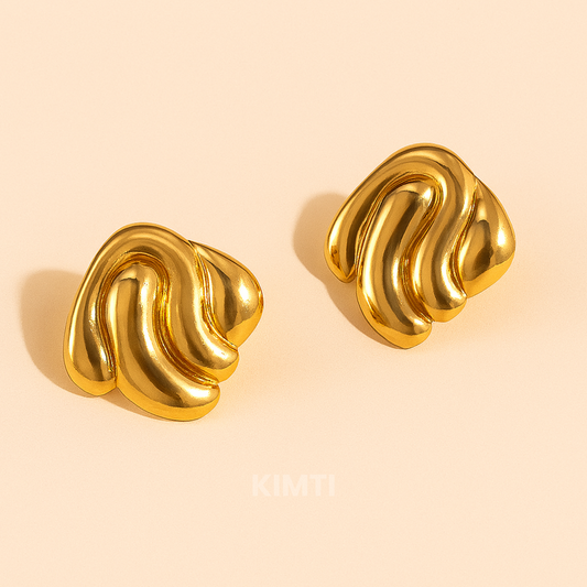 18k Gold Plated Lava Curve Studs Earring