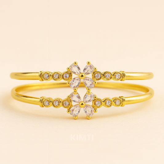 18k Butterfly Bloom Cuffs Anti Tarnish Bangles ( Size2.4, 2.6 ,2.8 )