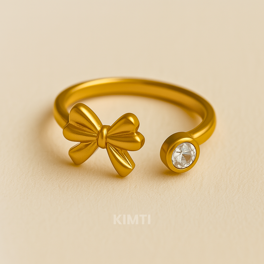18k Gold Plated Minimal Bow Anti Tarnish Ring