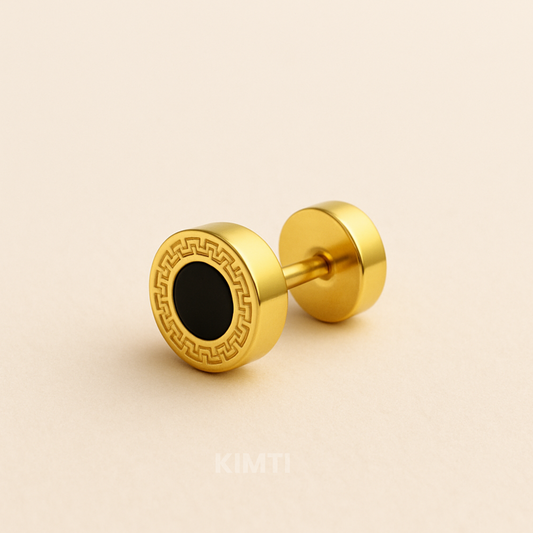 Men- Gold Obsidian Charm Earring