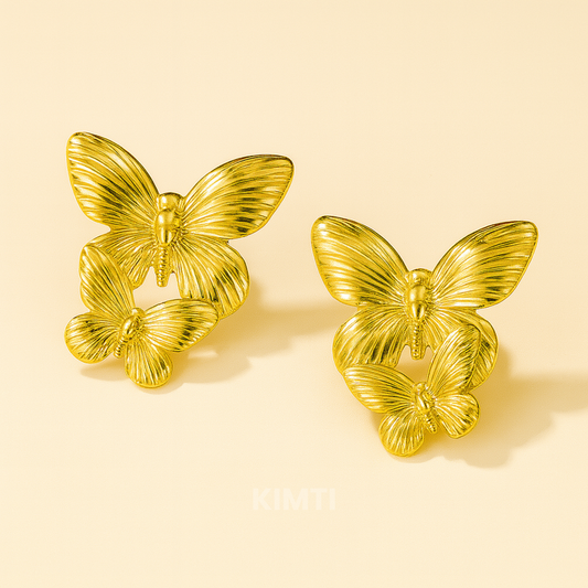 18K Gold Plated Butterfly Chunky Earring