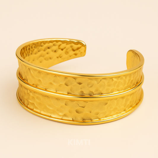 Anti Tarnish Gold Leaf Cuff Bracelet