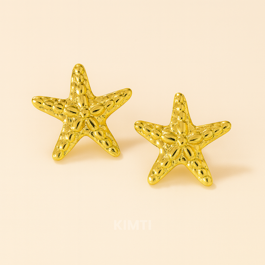 18K Gold Plated Satarfish Stud chunky Earring