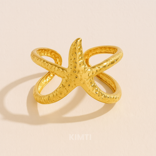 18k Gold Plated Starfish Ring