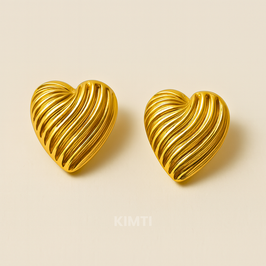 18k Gold Plated heart-shaped Anti Tarnish Earring