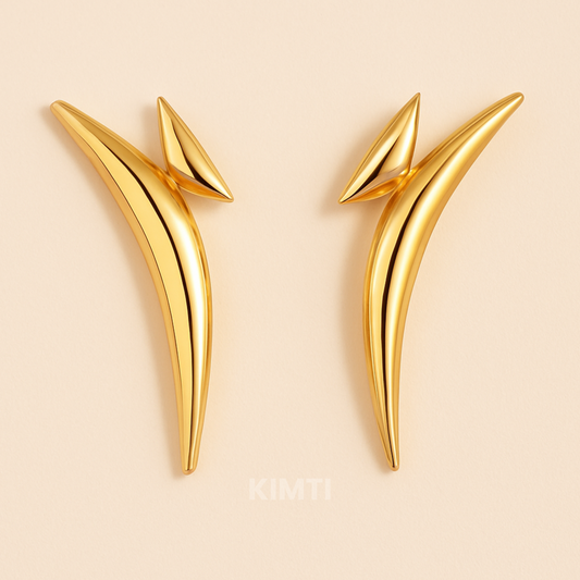 Gold Moon Stud Earrings