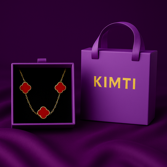 18k Gold Plated Red Clover Necklace