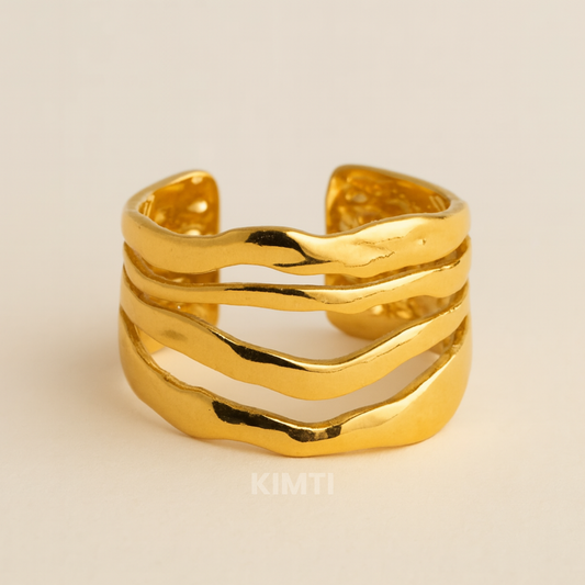 18k Gold Plated Luxe Ripple Ring