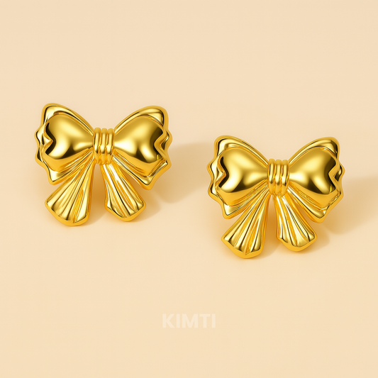 18k Gold-Plated Bow Heart Earrings
