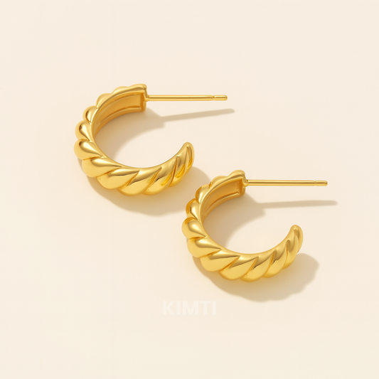 Golden Bold Huggie Hoop Earring