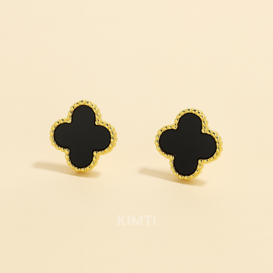 Four Leaf Clover Black Anti Tarnish Earring