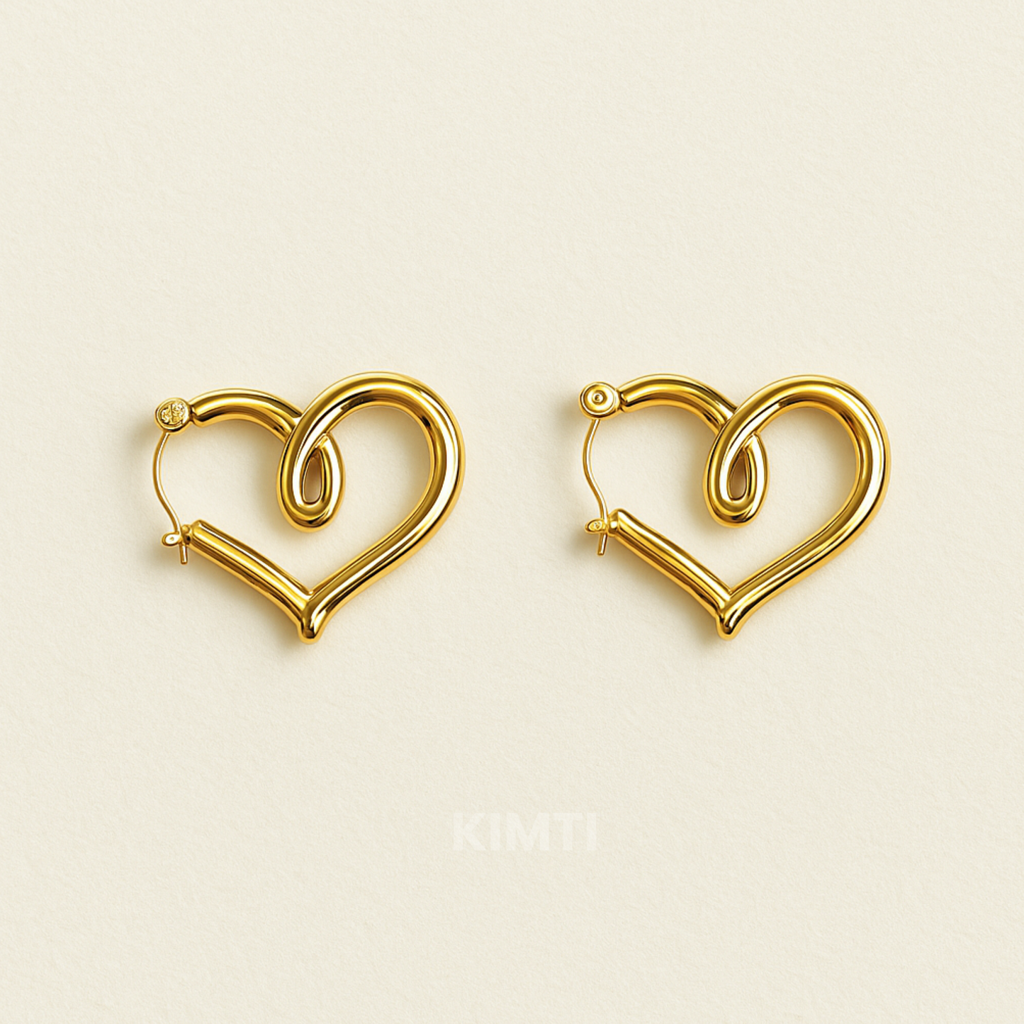 18K Gold Plated Heart Hoop Earring
