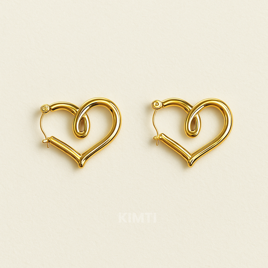 18K Gold Plated Heart Hoop Earring