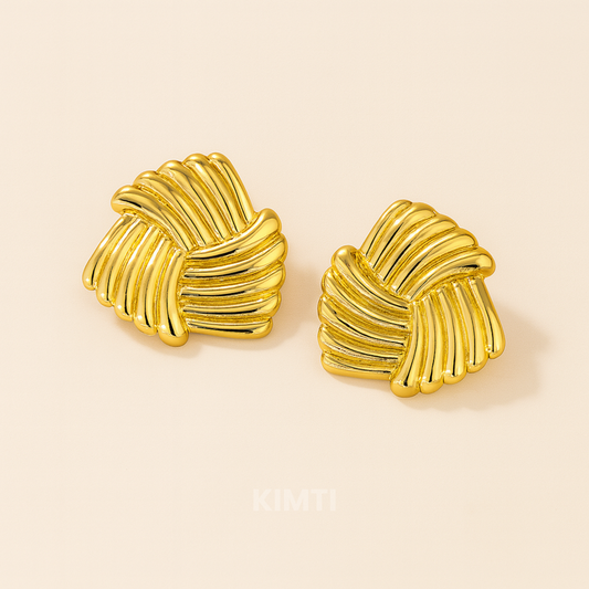 18K Gold Plated Wearable Croissant Stud chunky Earring